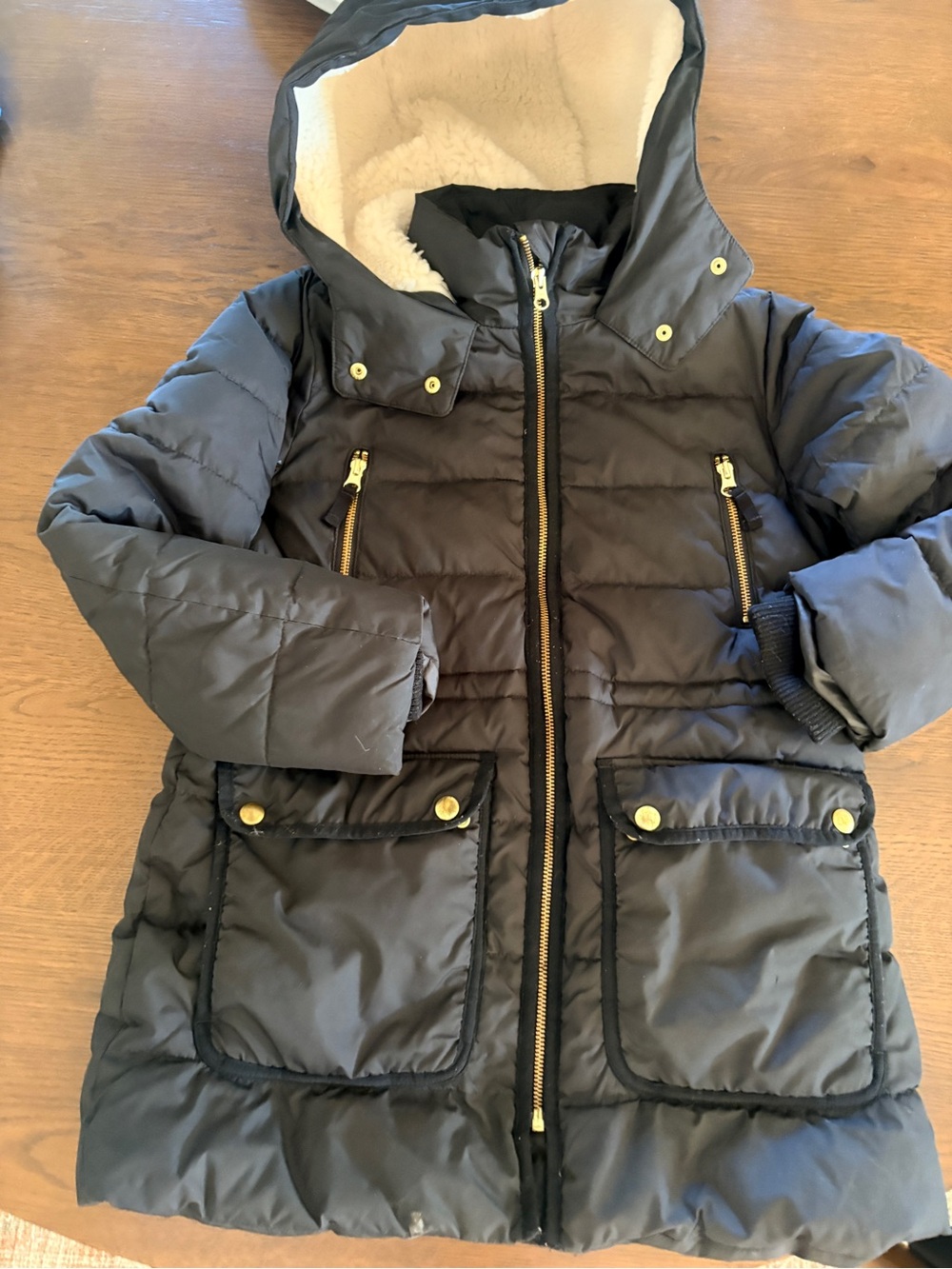 J. Crew Crewcuts Black Quilted Kids Hooded Puffer Size Large